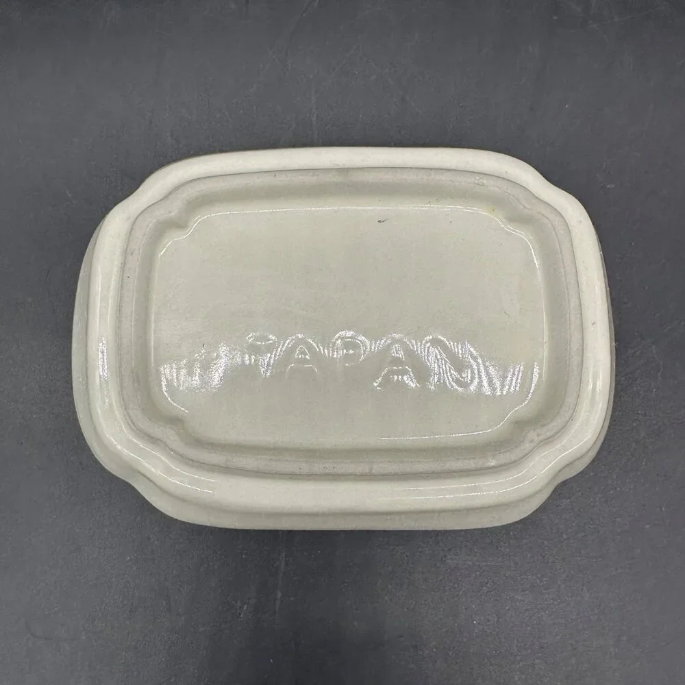 Vintage Floral Soap Dish Cottagecore 1980s Purple Blue Flowers Ceramic Romantic